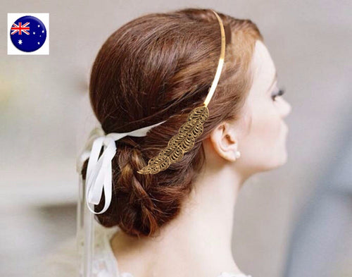 Women Bohemian Gold Leaf Retro Wedding Bride Party Hair Band Headband Prop Hoop
