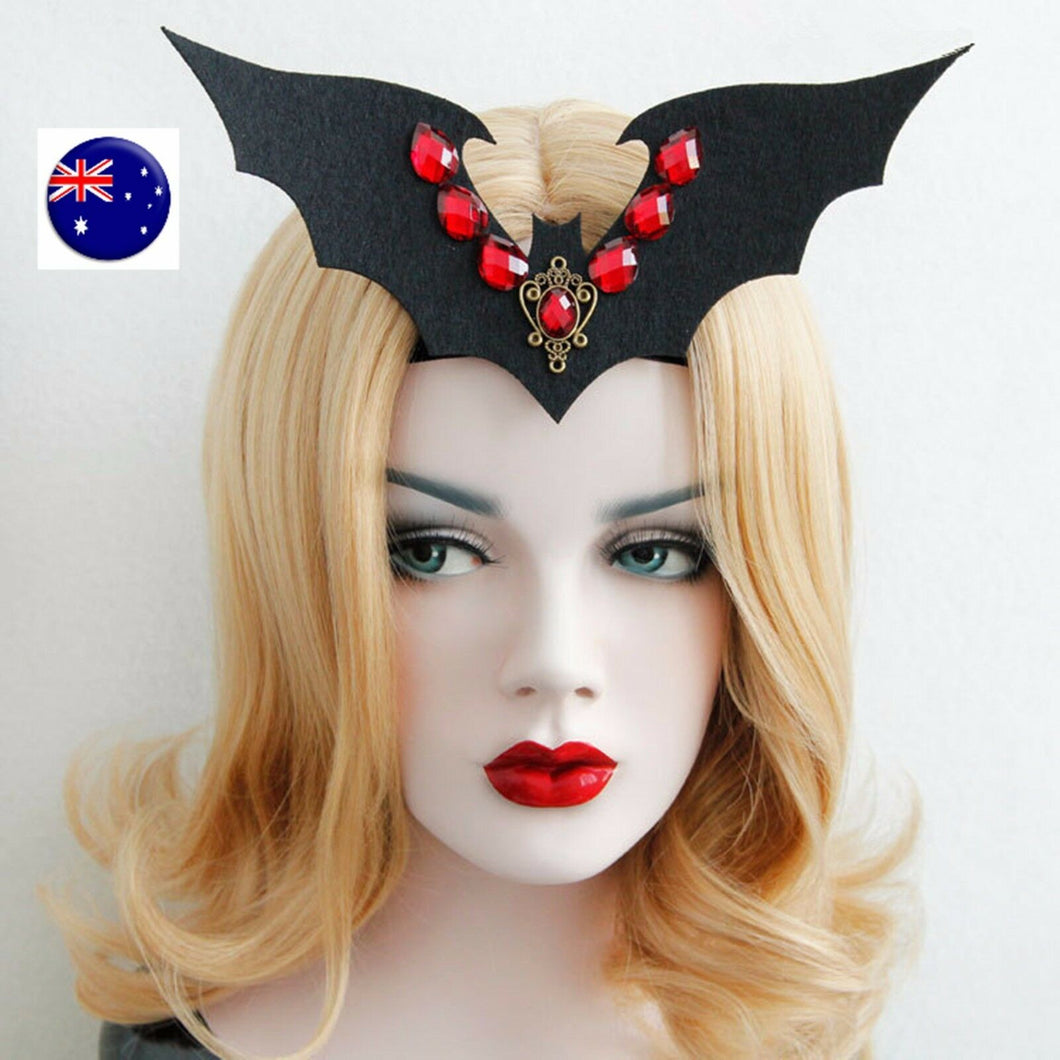 Women Lady Bat Devil Gothic Halloween Vampire Queen Party Hair Headband Prop