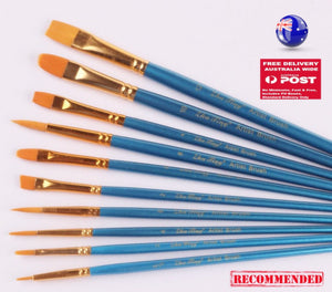 AU 10PC Blue Oil Painting Brushes Set Acrylic Watercolor Artist Face Paint Craft