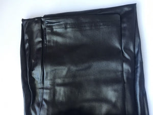 Women Black High waist front zipper Shine Faux Leather Leggings Pants Jeggings