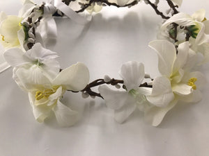 Women flower Cream White wedding Bride Beach Hair Floral Headband Prop Garland