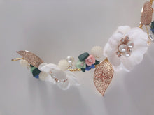 Women Gold Leaf White flower Wedding Hair Band Headband Crown Tiara Fascinator