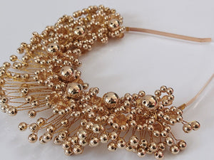 Women Gold Halo Beads Prom Dance Party Hair head band Headband Tiara Fascinator