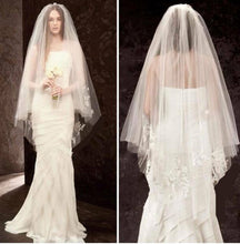 Women Pure white Bride Wedding Embroidery 2 layers Wedding Hair head Veil COMB