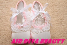 Christening White Lace flower Baby Girl first ballet Party shoes 0-6months