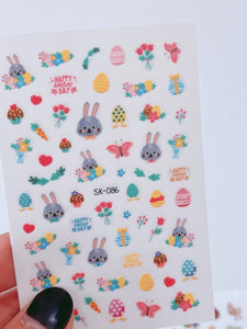 AU 2x Happy Easter Bunny egg chicken nail Beauty Art DIY Nail Stickers Decal