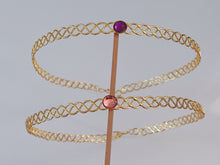 Women Celtic Simple Queen Gold color Gem Crown Tiara Hair Head Band Circlet