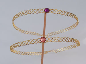 Women Celtic Simple Queen Gold color Gem Crown Tiara Hair Head Band Circlet