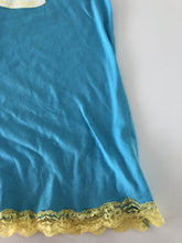 Women Girl Blue Cotton Strap Lace Chemise Nighties Sleepwear Night Sleep Dress