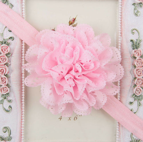 Baby Infant Kids Child Girl Christening Shower Lace Flower Hair Head band Prop #7 baby light Pink