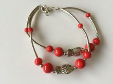 Women Lady retro Red Turquoise Fish Wrist Bracelet Bangle Christmas Gift her