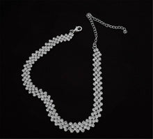 Women Party Prom Simple Slim Bling Layers White Crystal Short Choker Necklace