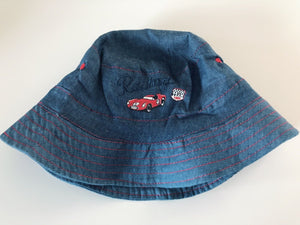 Boy Kids Children Blue Racing Car Denim light travel Bucket Sun Hat Cap 1-3 year