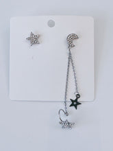 NEW Women Girls Crystal Celestial Stars Moon Studs Party Earring with side Cuff