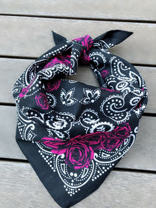 Women Lady Girl Retro Rose Flower Freedom Cotton Bandana Hair Headband Wrap
