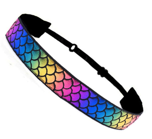 Women Girls Mermaid Scale Bright Colorful Rainbow Yoga Hair head Band Headband