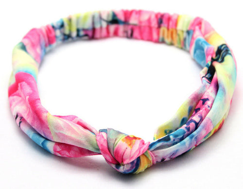 Women Girls Boho Bohemian Cotton Bowknot Pink hair Stretch Yoga headband band