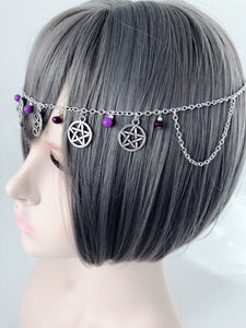 Women BOHO Party Pentagon celestial star Hair forehead chain Headband headpiece