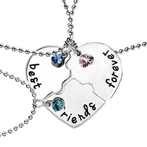 Girl Heart Split Jigsaw BFF Best Friend Forever Necklace Set Friendship Gift