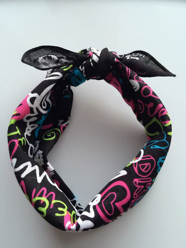 Women Lady Girl Love Sweet Dream Heart Party Bandana Hair Headband Wrap Scarf