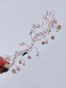 Women Bride Rice Pearl Bead Party Head Hair Band Headband Tiara Hoop Fascinator