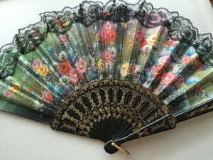 Women Lady Retro Black Lace flower Spanish Party Fancy Costume Folding Fans