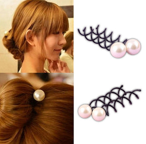 2x Women Girl Pearl Wedding Professional Hair Bun Styling Twist Bobby Pin Grips