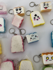 3 Slow rising Fake Bread Bakery Keyring Squeeze toy Strap gift