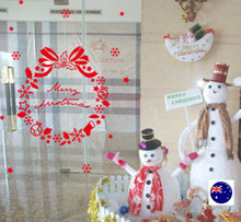 Merry Christmas Red Wreath Removable Vinyl shop Window Door Sticker Wall Decor