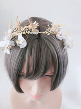 Women White flower Dragonfly babys breath Party Hair Tiara Headband Fascinator