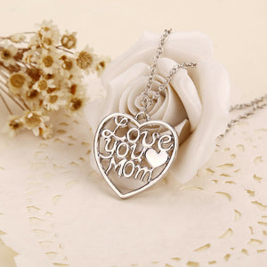 Women heart shape LOVE YOU MUM mother mother's day Gift necklace chain gift her