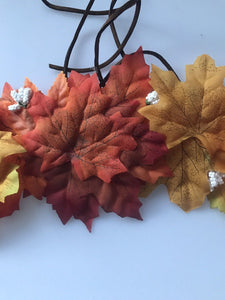 Women Girl Autumn Maple Leaf tree Orange Hair Headband crown Prop Garland band