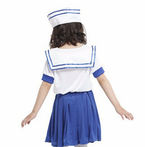 Kid Girl Boy Navy White Sailor anchor marine Costume Dress top Party Hat Cap Set