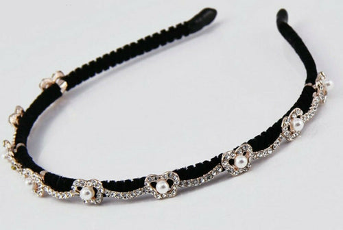 Women Girl Crystal Rhinestone Gemstone Pearl Comfy Hair Headband Head band Hoop