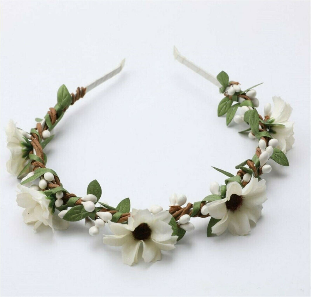 Wedding flower Girl Vine Women Hair band head piece Tiara Crown Hoop garland