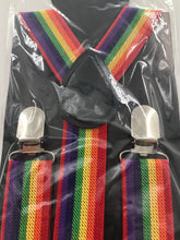 Men Lady Adult Girl Costume Party Rainbow Colorful Stripe Brace Suspender belt