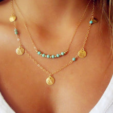 Women Lady Girl Boho Bohemian Blue turquoise stone Chips Beads Necklace Chain