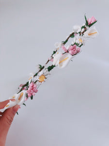 Women White Daisy Lily flower bridal Hair Headband Crown Tiara Garland Wreath