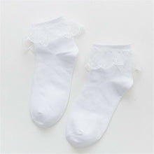 Women Teen Girls Pure White Ankle Ruffle Frilly Short Lace Dress Crew Socks