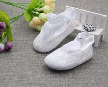 Baby Shower Girls Children Kids Christening Ballet White Satin / Lace Gem Shoes