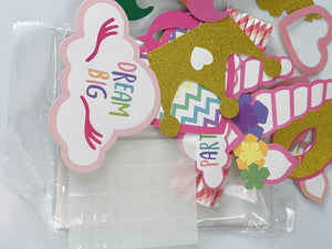 Girl Kids Unicorn pony rainbow Birthday Party Selfie Photo Booth Prop Game Signs