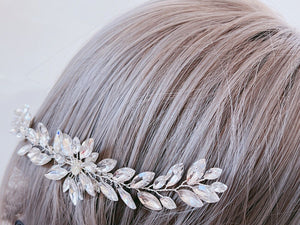 Women BOHO Silver Crystal Leaf Back Hair Styling Comb Pin Hairpiece Headband