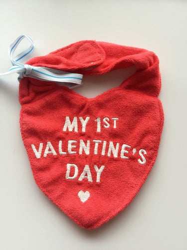 Baby Kid MY FIRST VALENTINE'S DAY heart Red Feeding Bibs Apron Photo taking Prop