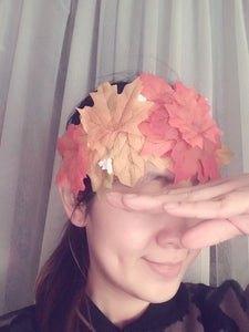 Women Girl Autumn Maple Leaf tree Orange Hair Headband crown Prop Garland band