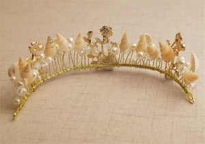 Women Mermaid Sea Conch Shell Metal Gold Hair Band Headband crown Tiara