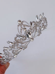 Women Heart Silver Rhinestone Crystal Bride Party Hair Princess Crown Tiara