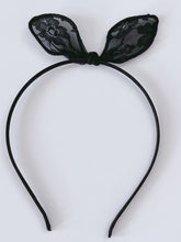 Women Girls Black Little Bow Bunny Costume Party Hair Ear lace Bow Headband