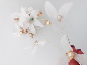 Women Pure White Flower Wedding Bride Party Side Hair Head Clip Race Fascinator