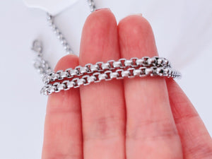 Men Silver color Stainless steel Titanium Plated Long Chain Necklace 3.5x70cm