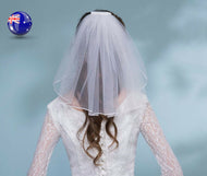 Women Girl white Bride HEN'S NIGHT Party Wedding Hair head Blush Short Veil